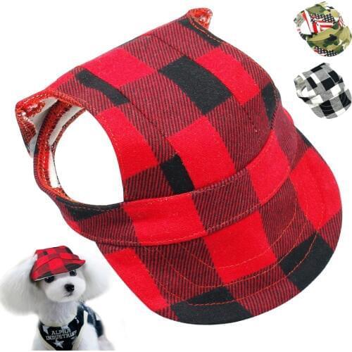 Dog Pet Cap Small Dogs Summer Canvas Cap With Ear Holes Baseball Sport Dog Hat Puppy Pet Outdoor Summer Headwear Accessories