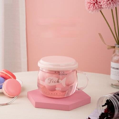 Cute Reusable Anime Glass Cup Transparent Milk Carton Coffee Cup Set Glass Water Bottle Copos De Vidro Drinking Glasses BD50BL