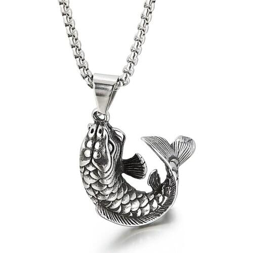 Fashion new item jewelry European and American retro domineering goldfish titanium steel pendant mens gift