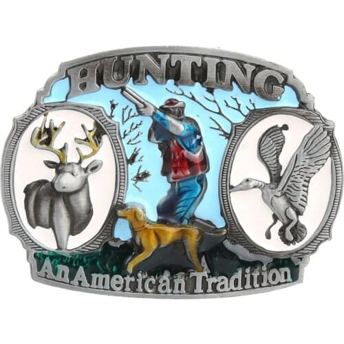 Men Carved Classic Hunt Animals Belt Buckle Metal Cowboy Buckle