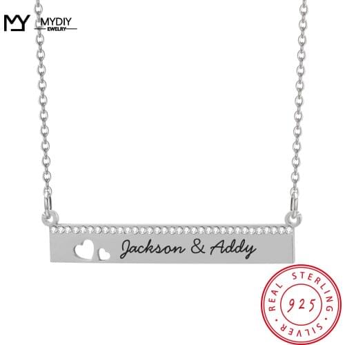 MYDIY 925 Sterling Silver Personalized Engrave Name LOVE Pendants Custom Necklace for Women Men Baby Child Mom Fashion Jewelry