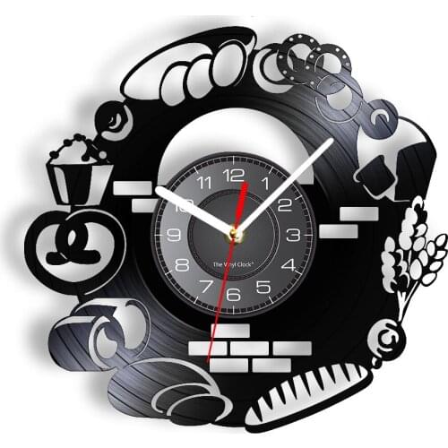 Baker Profession Shop Vinyl Wall Clock Bread Dessert Retro Wall Watch Kitchen Cooking Gift Housewife Gift Bakery Decor Vinyl Art
