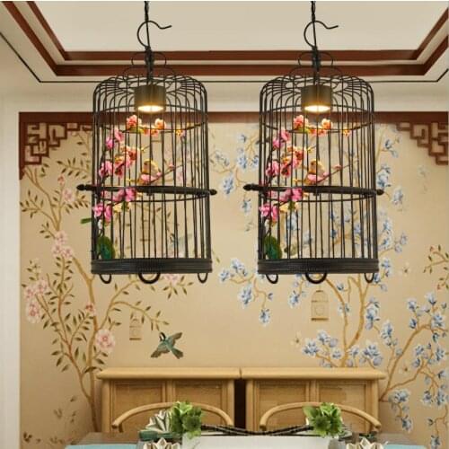 New Nordic Chinese bird Pendent Lamp simple bedroom restaurant study corridor aisle bar creative wrought iron chandelier