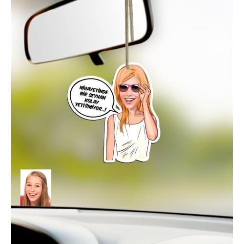 Personalized Women 'S Easy Grow Caricature Of Wood Car Rearview Mirror Süsü-4