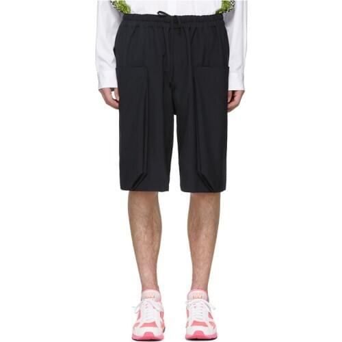 Big pocket five-point pants loose tie Yamamoto style male shorts street dark designer skirt pants