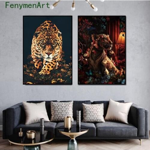 African Wild Tigers Leopard Animals Canvas Painting Modern Posters and Prints Wall Art Decorative Pictures for Home Living Room