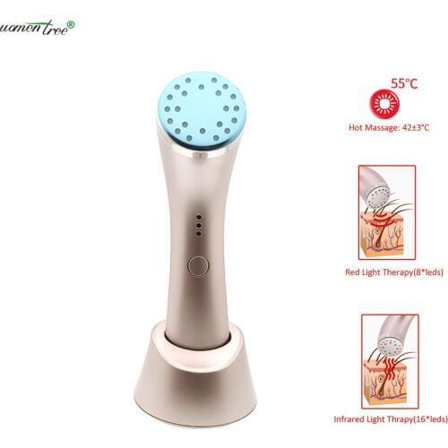 LED Face Massager Infrared Heating Facial Machine Freckle Wrinkle Remove Anti-aging Skin Tightening Neck Beauty Device