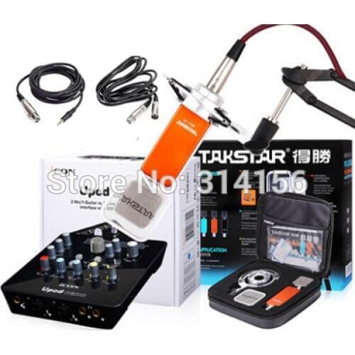 Takstar PC-K700 Recording Microphone with ICON upod nano Sound card for Internet karaoke,personal recording, studio recording