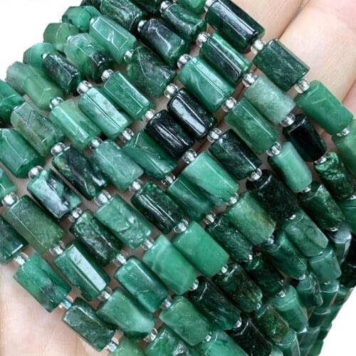 Fine 100% Natural Stone Green Emerald Loose Faceted Cylinder Gemstone Spacer Beads For Jewelry Making DIY Bracelet Accessories