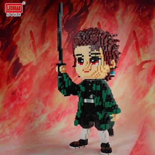 Japan Anime Demon Slayer Figures Magic Building Blocks Kamado Tanjirou Mini Connection Bricks Toys For Children