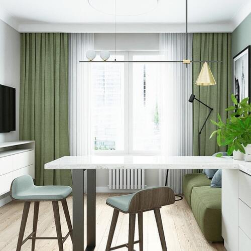 Solid color linen 100% shading Insulated blackout curtains bedroom doorway curtain drapes custom made