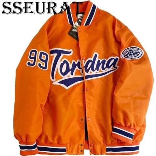 SSEURAT Baseball uniform women 2021 spring and autumn new letter stitching jacket loose vintage single breasted top