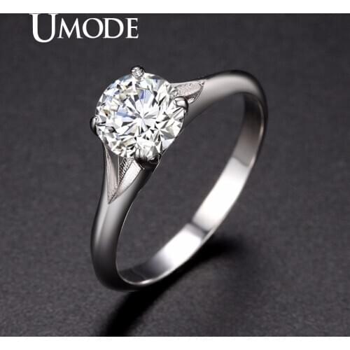 UMODE Fashion Luxury Women Engagement Rings 0.75ct Crystal Zircon Stone Female Wedding Gift Finger Jewelry Accessories UR0402