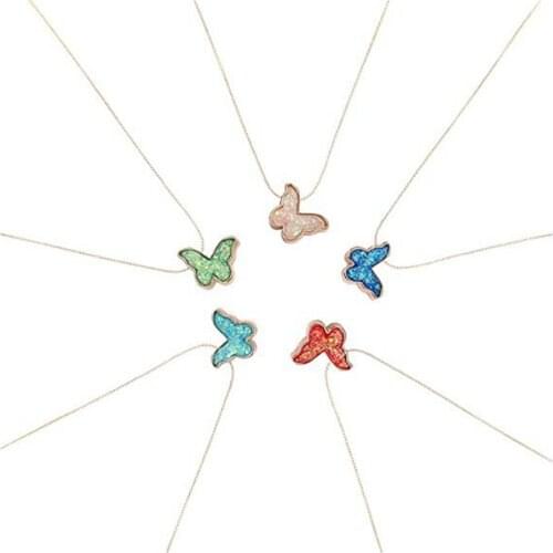ASHMITA 10PC Butterfly Necklace Pendant Contracted Multicolor Butterflies Charm Handmade Cute Chain Delicate Jewelry Women Girls