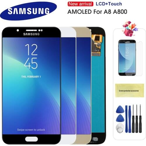 Super AMOLED LCD For Samsung Galaxy A8 2015 A800 A8000 A800F LCD Display Touch Screen Digitizer Assembly Replacement For A8 LCD