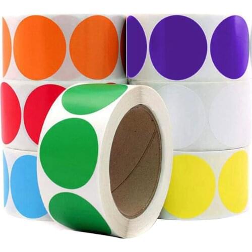 1inch Round Shaped Colorful Stickers 500Pcs Solid Color Sticky Labels Set for Working/ Packaging