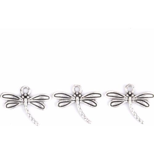 20pcs Tibetan Silvers Plated Dragonfly Animal Charms Pendants Jewelry Making Accessories 20*16mm European Charms Diy Bracelet