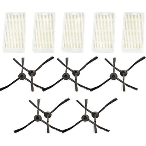 5 Filters+10 Side Brushes For Medion MD16192 MD18500 MD18501 MD18600 Series