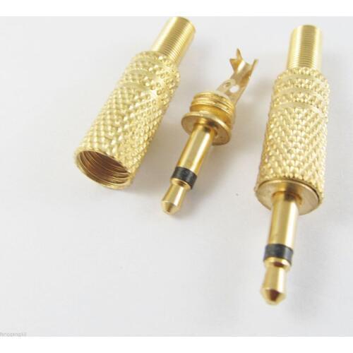 5pcs 3.5mm 1/8" MONO TS Male Plug Audio Cable Solder Gold TS Adapter Connector DIY