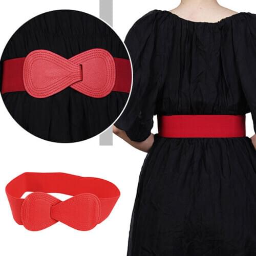 8-shaped PU Leather Buckle Elastic Female Belt Solid Color Corset Belt Stretch Bow Waistband Wide Bowknot Women Waist Belt Hot