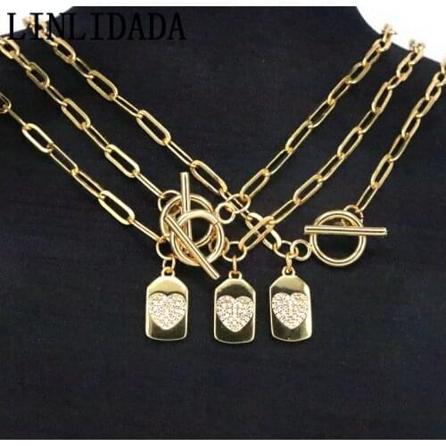 8Pcs CZ Pave Heart Medallion Pendants Necklaces For Women Fashion Gold-color Choker Necklace 2021 Trend Elegant Jewelry