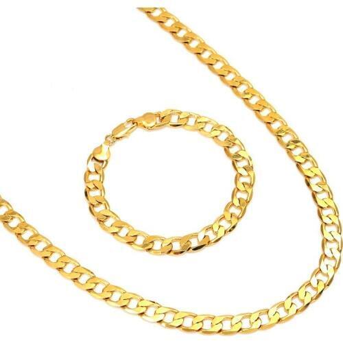 Bangrui Chain For Men Necklace Vintage gold color 6MM 60CM Fashion Mens chunky Necklace Cuban Link Chain Jewelry Figaro Chain