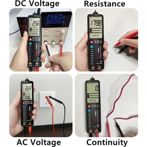 ADMS1CL Digital LCD Multimeter 3-Wire Display Automatic Voltage Tester Arc Screen Voltmeter With Analog Bar and 8 LED Indicators
