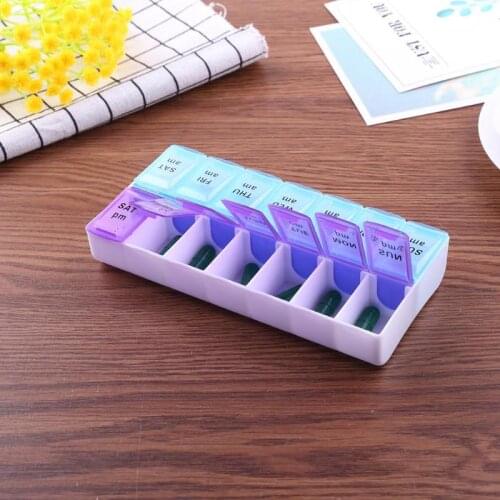 7 Days Pill Organizer Box 7 Days Weekly Tablet Holder Storage Organizer Container Case Pill Box Splitters Medication Reminder