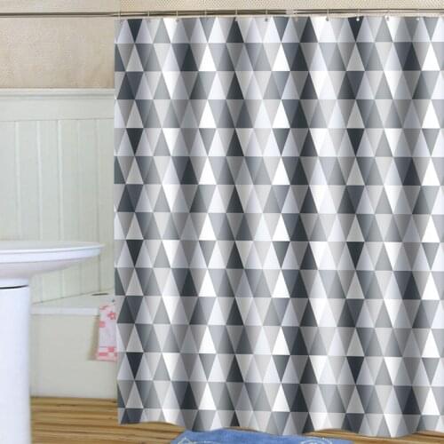 Elegant Gray Shower Curtains for Bathroom 1 Piece Geometric Triangle Waterproof Hotel Quality Thick Room Drapes Without Hooks