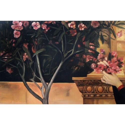 Oil Canvas Painting Handmade 100% - Two Girls with an Oleander (detail-left) by Gustav Klimt Paintings Living Room Wall Decor