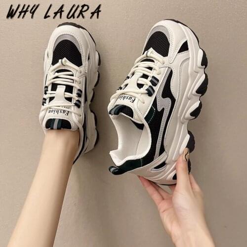 Spring autumn 2021 new white platform sneakers women casual shoes lace-up women vulcanized shoes