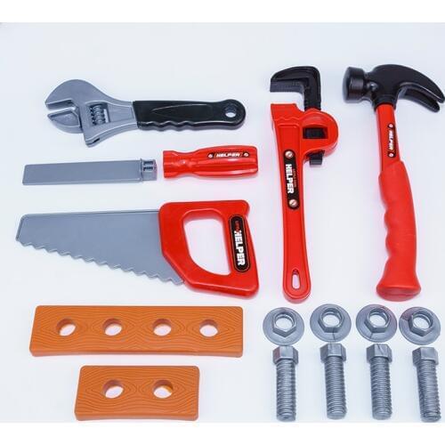 Repair Tool Set Pretend Toy 15PCS DIY Building Kits Children Indoor Simulation wrench handsaw hammer Plastic Toy for boy at home