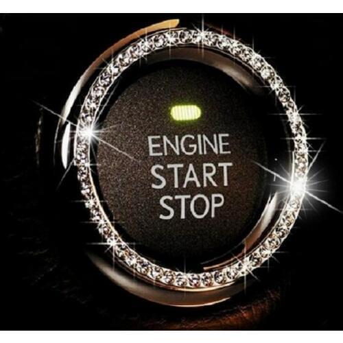 Cystal ring sticker for Interior One-Key Engine Start Auto Key to Start Metal Decor Circle Accessories Car Button Styling Wh