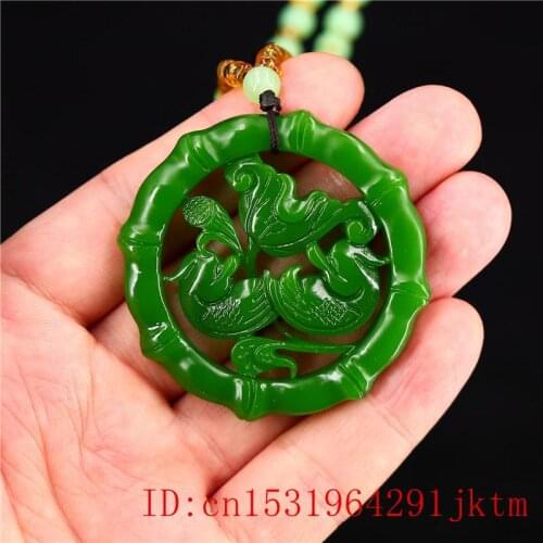 Jade Bird Pendant Double sided Amulet Gifts Jadeite Fashion Chinese Charm Natural Jewelry Carved Lovebirds Necklace