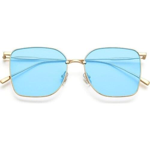 2021 New Fashion Square Sunglasses UV400 Protection High Quality Women Sun Glasses Female Alloy Frame Mirror Clear Lens REM