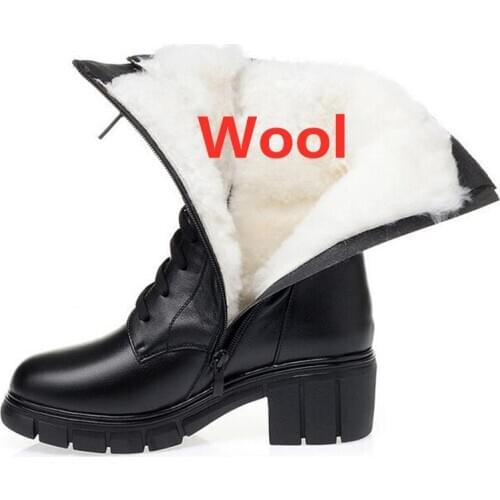 New Cross Strap Zipper Temperament Martin Boots Female Boots Top Cowhide Plush / Wool Warm Shoes Snow Boots Women Leather Boots