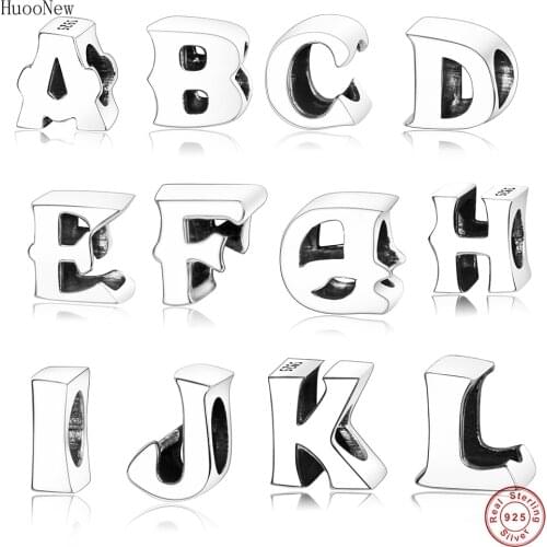 Fit Original Pandora Charms Bracelet Real 925 Silver Initial Alphabet Letter A-Z Beads Jewelry For Making Berloque Kralen 2020