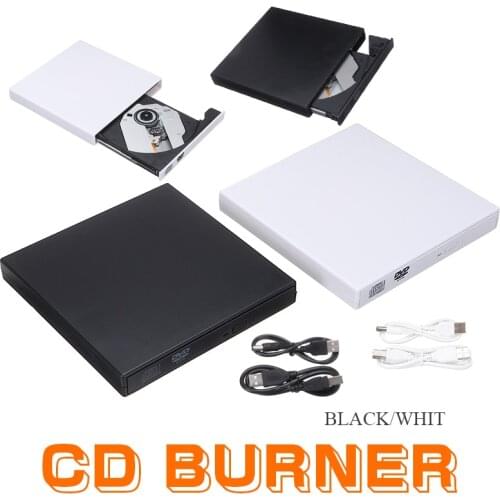 POHIKS 1pc High Quality USB DVD/CD Burner External Optical Drive Writer Player With Power Cable