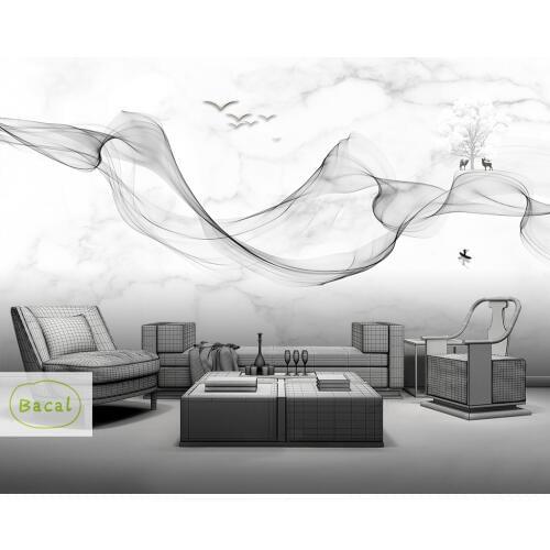 Custom Photo Wallpaper Modern 3D Wall Mural Wallpaper Black White Smoke Fog Art Design wall pictures for living room Wall Paper
