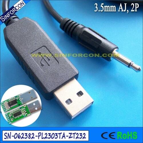 Prolific pl2303ta usb serial rs232 adapter cable with 3.5mm jack 2 pole