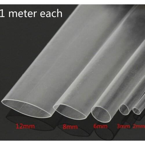 Transparent heat shrinkable tube, packaging line kit, 2/3/6/8/12mm each 1 meter