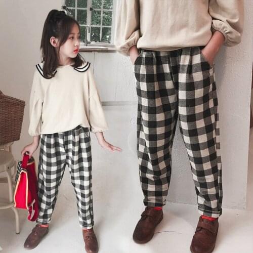 Girls Pants 2021 Autumn Winter Teenag Girls Plaid Loose Pants Kids Trousers 4 6 8 10 12 14Year Children Clothing
