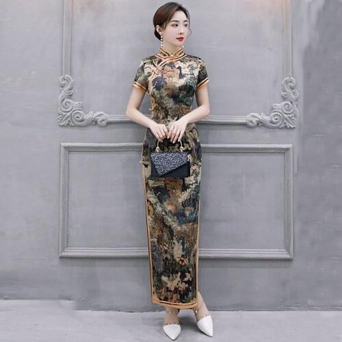 3XL 4XL Qipao Chinese Style Traditional Costume Sexy C`heongsam Cheongsam Womens Robe Vintage Long Wedding Evening Party Dress