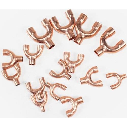 High quality Y type Air conditioning copper pipe equal tee pipe fitting 6mm 8mm 10mm 12.7mm Plumbing hardware copper fittings