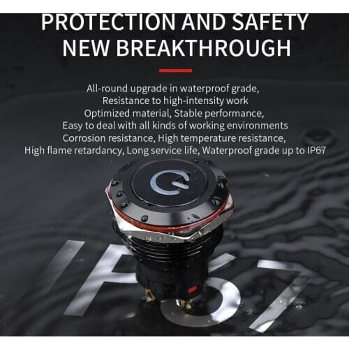 WD22mm Waterproof IP67 Aluminum oxide Led Litgh Metal Push Button Switch