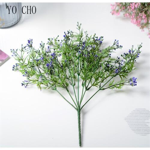 YO CHO Fake Plants Home Decoration Artificial Flower Plastic Spring Grass Flower Arrangement Gardening Artificial Aquarium Plant