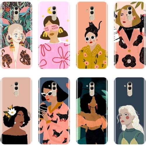 Back Cover For Huawei Mate 20 10 9 Pro Black Girl Aesthetic Fashion Art Silicone Phone Case For Huawei Mate 7 8 9 10 20 Lite