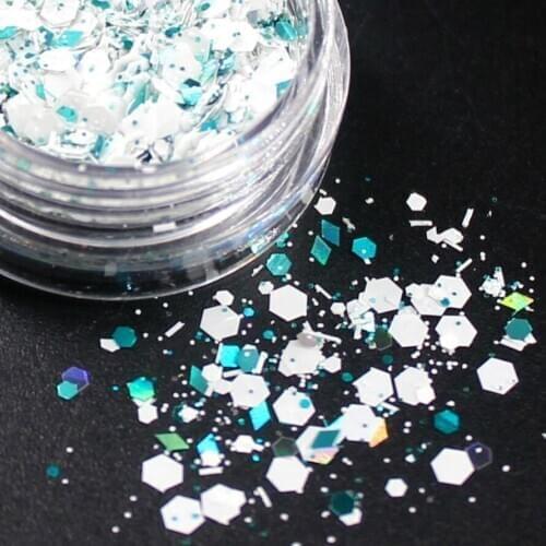 1Box Pale Blue White Glitter Eyeshadow 9 Color Glitter Eyes Palette Monochrom Eyes Shimmer Powder Makeup Tool Festival Face Snow