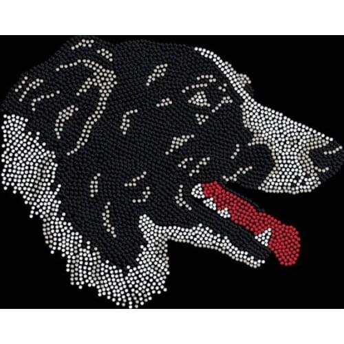 2pc/lot Dog Iron On Hotfix Rhiestone Transfer Applique hot fix rhinestone patches iron on crystal transfers patches for shirt