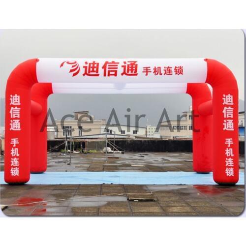 210 d Oxford red and white inflatable double arch tent for event with logo made in China